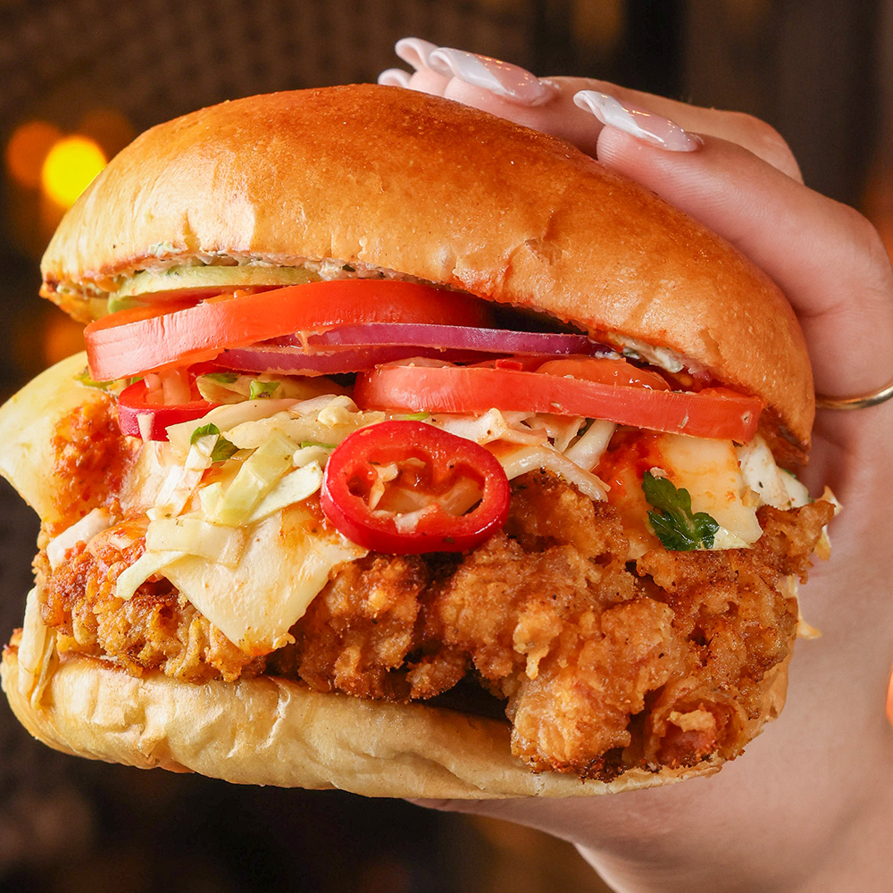 Burns Road Signature Halal Burger with Bold South Asian Spices and House Made Sauces Tustin CA