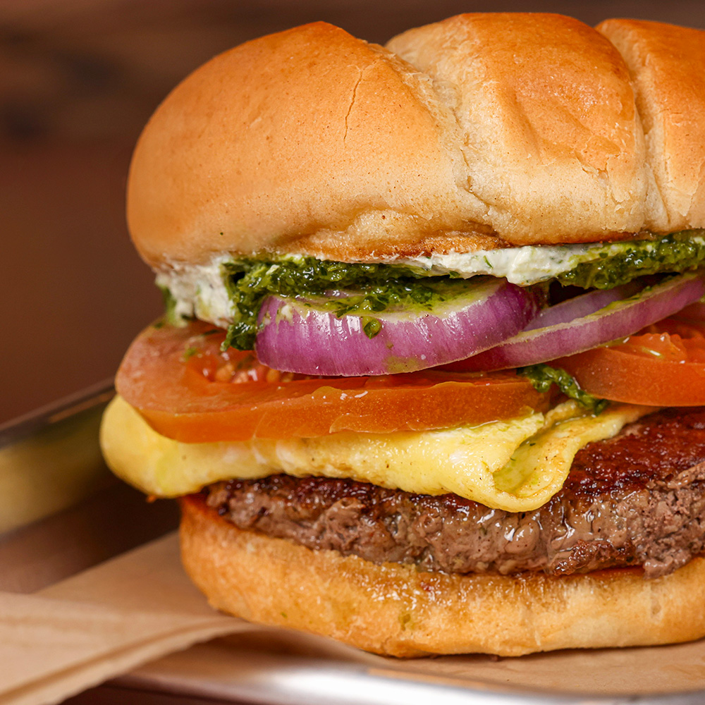 Burns Road Flame Grilled Halal Burger with South Asian Spices and House Made Sauces