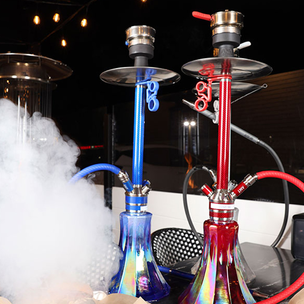 "Burns Road Hookah Bar Patio Night Ambiance with Friends and Halal Food in Tustin